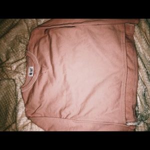 Light pink cuffed crew neck sweater